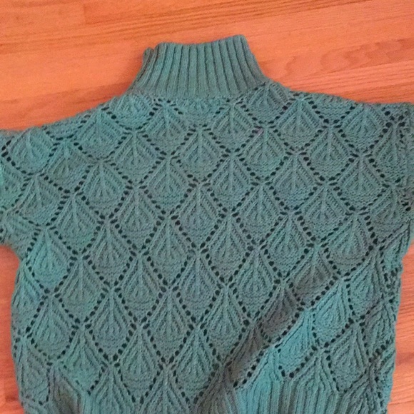 Zara girl’s knitwear teal diamond mockneck sweater - Picture 3 of 5